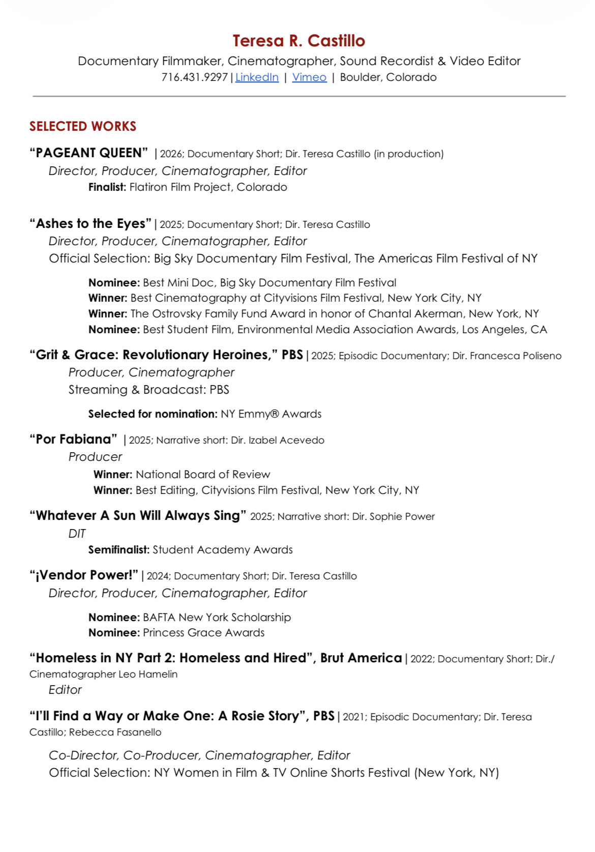 CV Page 1