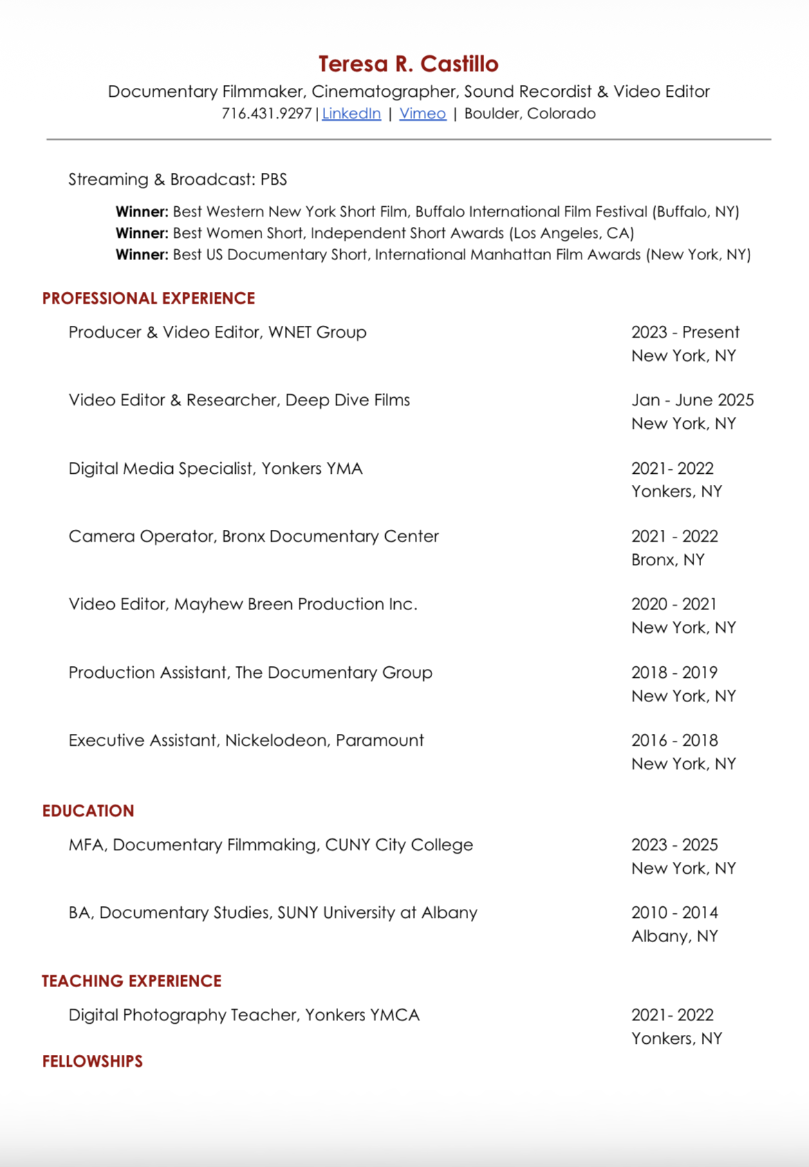 CV Page 2